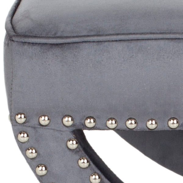Safavieh Mystic Ottoman - Elegant Savonarola Design With Silver Nail Heads For Modern Glamour In Any Space Grey MCR4645E