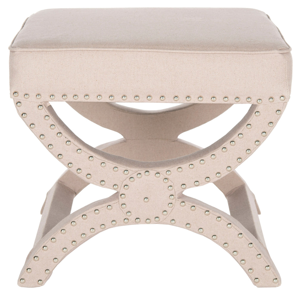 Safavieh Mystic Ottoman Silver Nail Heads Taupe MCR4645G