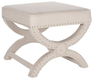 Safavieh Mystic Ottoman - Elegant Savonarola Design With Silver Nail Heads For Modern Glamour In Any Space Taupe MCR4645G