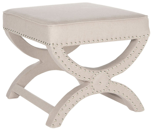Safavieh Mystic Ottoman - Elegant Savonarola Design With Silver Nail Heads For Modern Glamour In Any Space Taupe MCR4645G