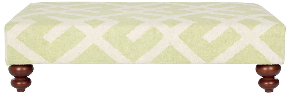 Safavieh Cross Hatch Dhurrie Ottoman - Bold Apple Green & Ivory Wool Design For Multi-Functional Living Spaces MCR4647A
