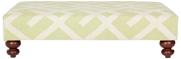 Safavieh Cross Hatch Dhurrie Ottoman - Bold Apple Green & Ivory Wool Design For Multi-Functional Living Spaces MCR4647A