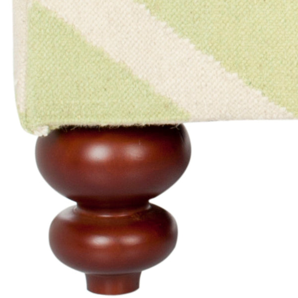 Safavieh Cross Hatch Dhurrie Ottoman - Bold Apple Green & Ivory Wool Design For Multi-Functional Living Spaces MCR4647A