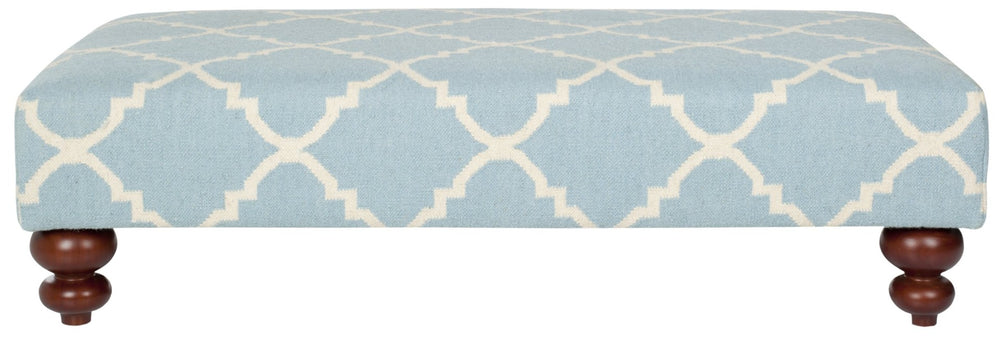 Safavieh Quatrefoil Dhurrie Ottoman - Elegant Light Blue & Ivory Wool Accent, Versatile Seating & Decor Piece MCR4648A