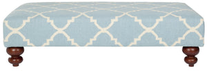 Safavieh Quatrefoil Dhurrie Ottoman - Elegant Light Blue & Ivory Wool Accent, Versatile Seating & Decor Piece MCR4648A