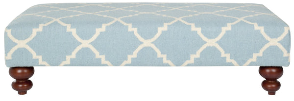 Safavieh Quatrefoil Dhurrie Ottoman - Elegant Light Blue & Ivory Wool Accent, Versatile Seating & Decor Piece MCR4648A