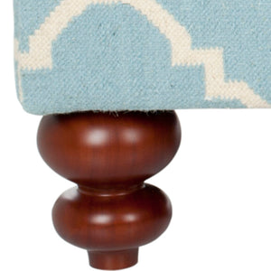 Safavieh Quatrefoil Dhurrie Ottoman - Elegant Light Blue & Ivory Wool Accent, Versatile Seating & Decor Piece MCR4648A
