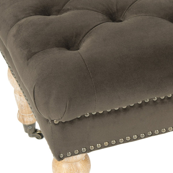 Safavieh Barney Transitional Velvet Bench With Casters – Stylish Graphite Upholstery & Brass Trim Accent MCR4649G