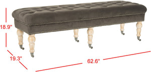 Safavieh Barney Transitional Velvet Bench With Casters – Stylish Graphite Upholstery & Brass Trim Accent MCR4649G
