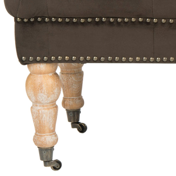 Safavieh Barney Transitional Velvet Bench With Casters – Stylish Graphite Upholstery & Brass Trim Accent MCR4649G