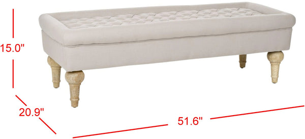 Safavieh Thadius Cocktail Ottoman - Luxurious Linen Upholstered Centerpiece With Biscuit-Tufting & Comfort Taupe MCR4650A