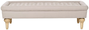 Safavieh Thadius Cocktail Ottoman - Luxurious Linen Upholstered Centerpiece With Biscuit-Tufting & Comfort Taupe MCR4650A