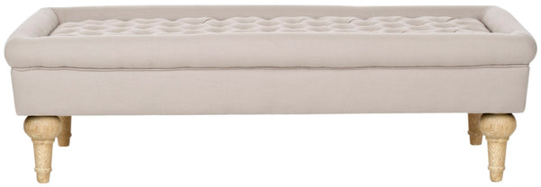 Safavieh Thadius Cocktail Ottoman - Luxurious Linen Upholstered Centerpiece With Biscuit-Tufting & Comfort Taupe MCR4650A