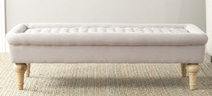 Safavieh Thadius Cocktail Ottoman - Luxurious Linen Upholstered Centerpiece With Biscuit-Tufting & Comfort Taupe MCR4650A