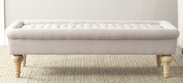 Safavieh Thadius Cocktail Ottoman - Luxurious Linen Upholstered Centerpiece With Biscuit-Tufting & Comfort Taupe MCR4650A