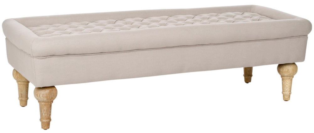 Safavieh Thadius Cocktail Ottoman - Luxurious Linen Upholstered Centerpiece With Biscuit-Tufting & Comfort Taupe MCR4650A