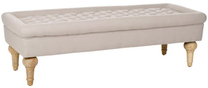 Safavieh Thadius Cocktail Ottoman - Luxurious Linen Upholstered Centerpiece With Biscuit-Tufting & Comfort Taupe MCR4650A
