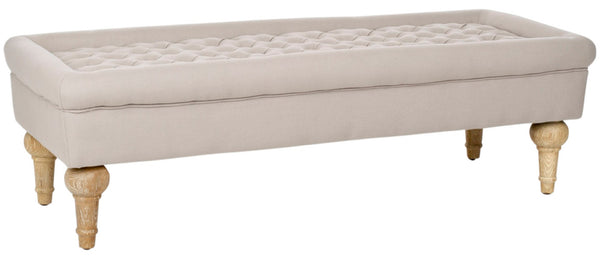 Safavieh Thadius Cocktail Ottoman - Luxurious Linen Upholstered Centerpiece With Biscuit-Tufting & Comfort Taupe MCR4650A