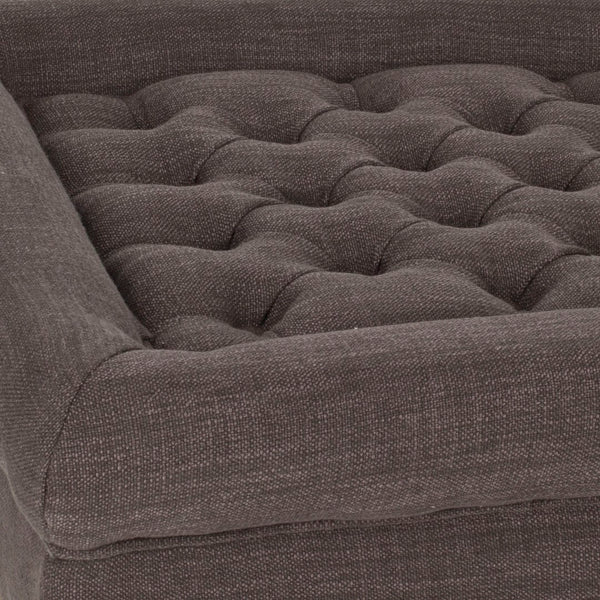 Safavieh Thadius Cocktail Ottoman - Luxurious Linen Upholstered Centerpiece With Biscuit-Tufting & Comfort Charcoal Brown MCR4650D