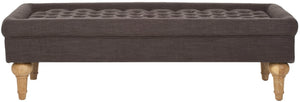 Safavieh Thadius Cocktail Ottoman - Luxurious Linen Upholstered Centerpiece With Biscuit-Tufting & Comfort Charcoal Brown MCR4650D