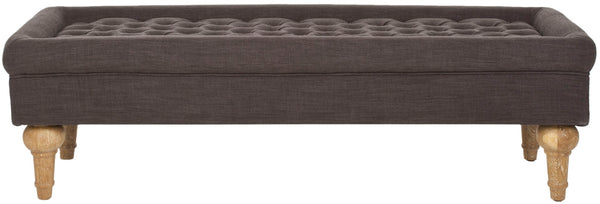 Safavieh Thadius Cocktail Ottoman - Luxurious Linen Upholstered Centerpiece With Biscuit-Tufting & Comfort Charcoal Brown MCR4650D