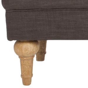 Safavieh Thadius Cocktail Ottoman - Luxurious Linen Upholstered Centerpiece With Biscuit-Tufting & Comfort Charcoal Brown MCR4650D