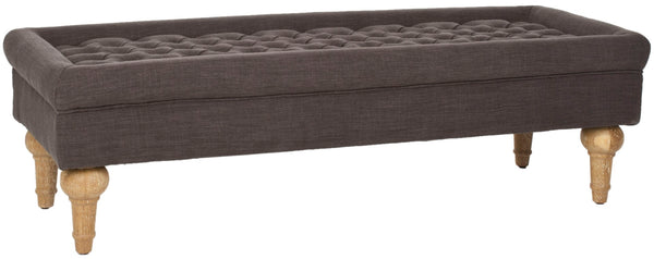 Safavieh Thadius Cocktail Ottoman - Luxurious Linen Upholstered Centerpiece With Biscuit-Tufting & Comfort Charcoal Brown MCR4650D