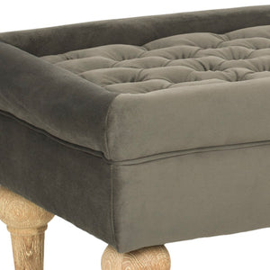 Safavieh Thadius Cocktail Ottoman - Luxurious Linen Upholstered Centerpiece With Biscuit-Tufting & Comfort Graphite MCR4650G
