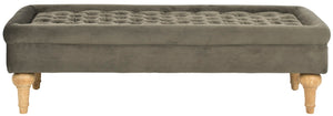 Safavieh Thadius Cocktail Ottoman - Luxurious Linen Upholstered Centerpiece With Biscuit-Tufting & Comfort Graphite MCR4650G