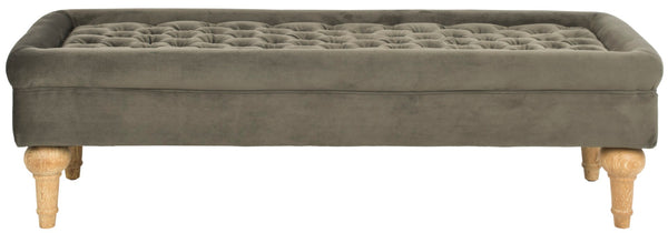 Safavieh Thadius Cocktail Ottoman - Luxurious Linen Upholstered Centerpiece With Biscuit-Tufting & Comfort Graphite MCR4650G