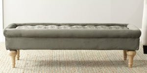 Safavieh Thadius Cocktail Ottoman - Luxurious Linen Upholstered Centerpiece With Biscuit-Tufting & Comfort Graphite MCR4650G