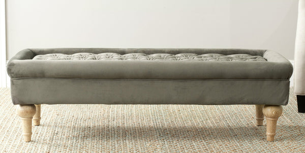 Safavieh Thadius Cocktail Ottoman - Luxurious Linen Upholstered Centerpiece With Biscuit-Tufting & Comfort Graphite MCR4650G