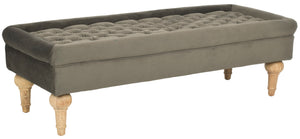 Safavieh Thadius Cocktail Ottoman - Luxurious Linen Upholstered Centerpiece With Biscuit-Tufting & Comfort Graphite MCR4650G