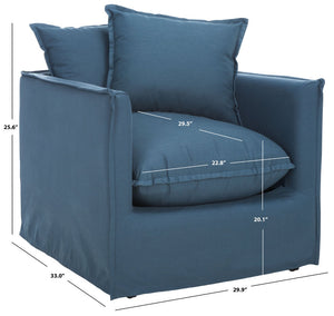 Safavieh Joey Arm Chair - Modern Shabby Chic Accent Chair With Plush Cushions & Durable Linen-Cotton Upholstery MCR4651A