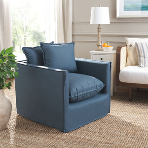 Safavieh Joey Arm Chair - Modern Shabby Chic Accent Chair With Plush Cushions & Durable Linen-Cotton Upholstery MCR4651A