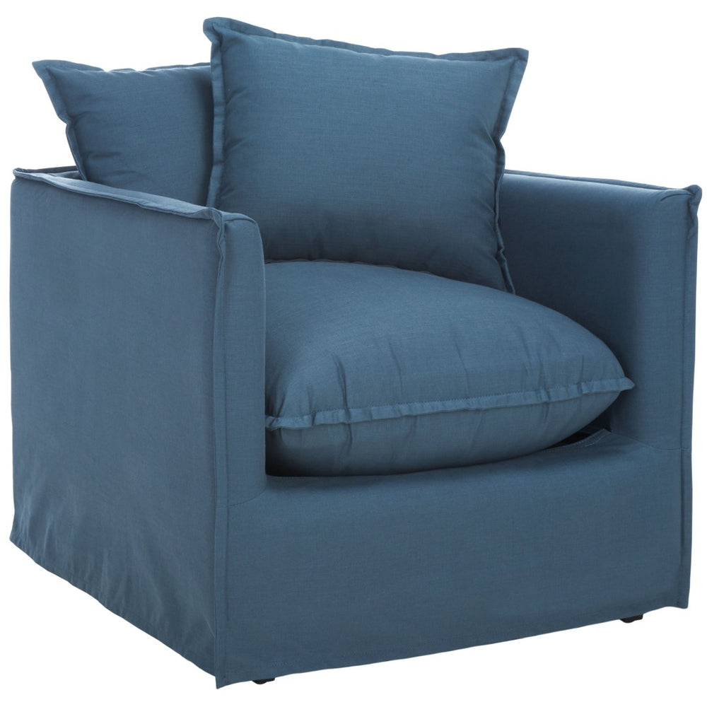 Safavieh Joey Arm Chair - Modern Shabby Chic Accent Chair With Plush Cushions & Durable Linen-Cotton Upholstery MCR4651A