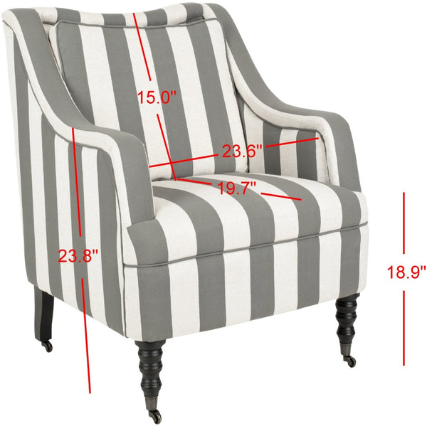 Safavieh Homer Arm Chair - Elegant Blue & White Striped Accent Chair With Plush Comfort & Mobile Design MCR4652A