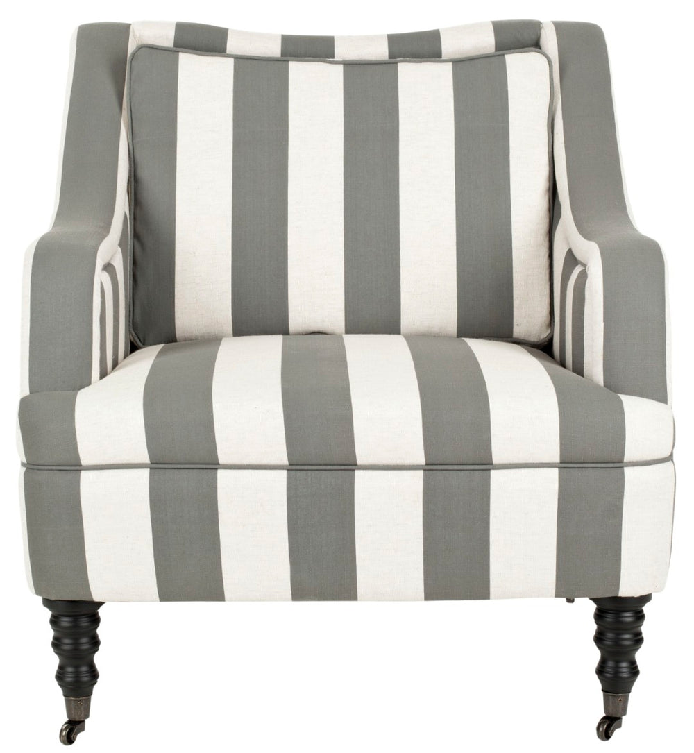 Safavieh Homer Arm Chair - Elegant Blue & White Striped Accent Chair With Plush Comfort & Mobile Design MCR4652A