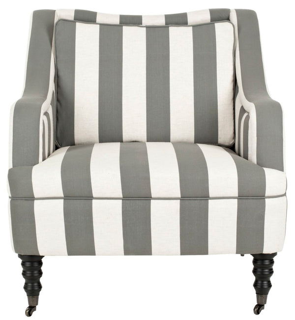 Safavieh Homer Arm Chair - Elegant Blue & White Striped Accent Chair With Plush Comfort & Mobile Design MCR4652A