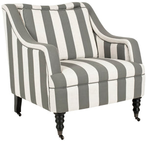 Safavieh Homer Arm Chair - Elegant Blue & White Striped Accent Chair With Plush Comfort & Mobile Design MCR4652A
