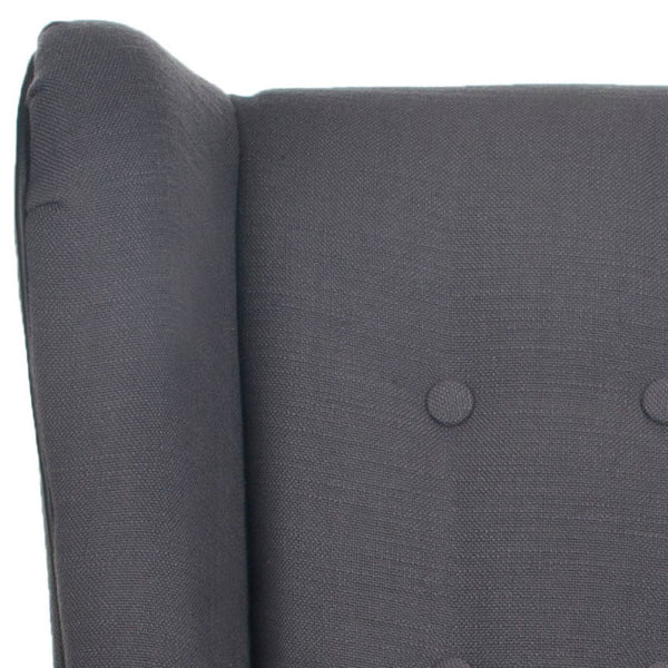 Safavieh Gomer Wing-Back Arm Chair - Mid-Century Danish Design With Button-Tufted Back And Oak Legs Steel Gray MCR4653A