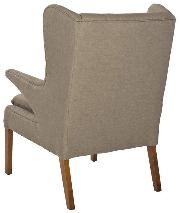 Safavieh Gomer Wing-Back Arm Chair - Mid-Century Danish Design With Button-Tufted Back And Oak Legs Olive MCR4653B