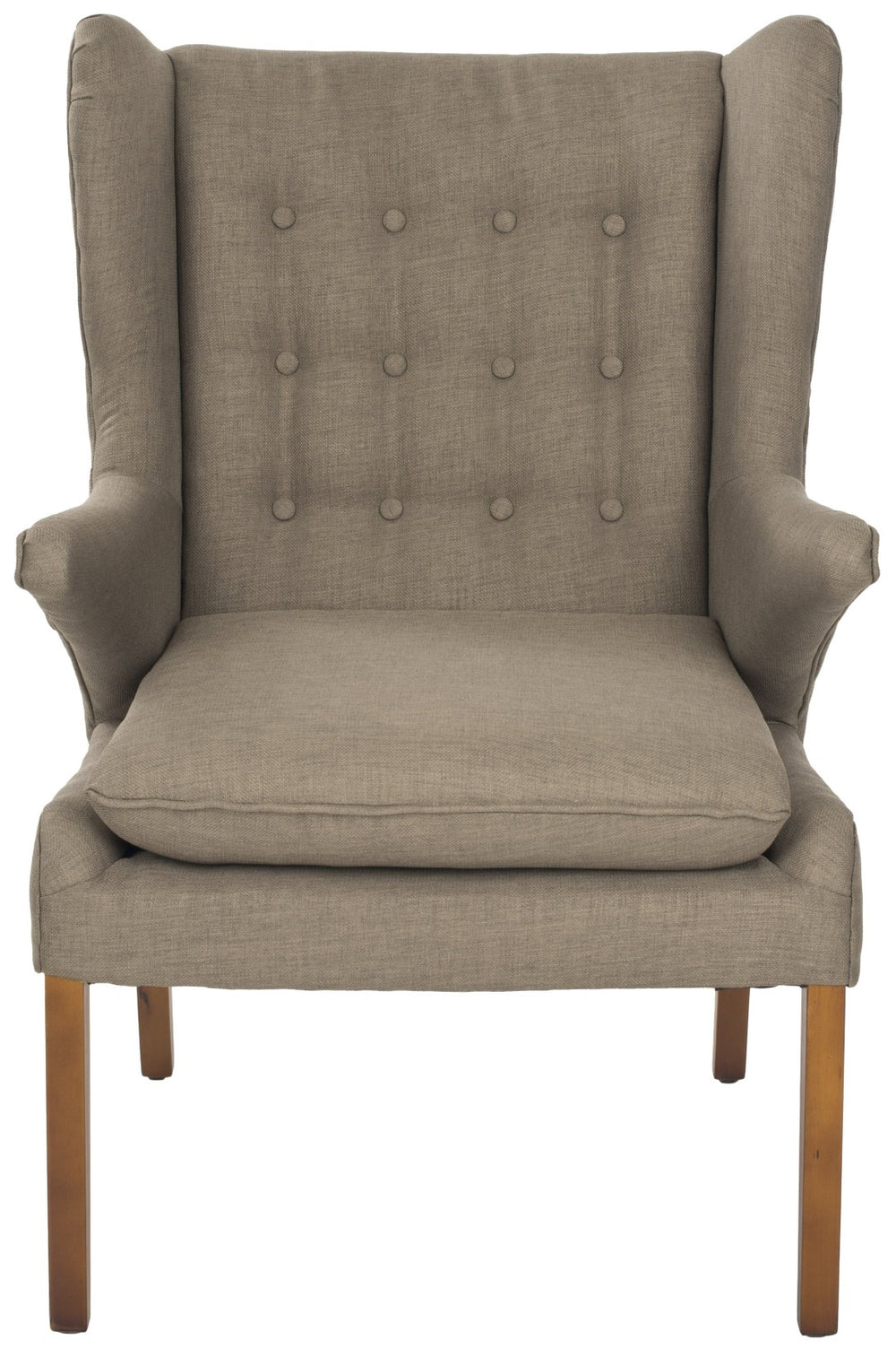 Safavieh Gomer Wing-Back Arm Chair - Mid-Century Danish Design With Button-Tufted Back And Oak Legs Olive MCR4653B