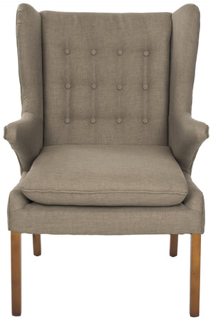 Safavieh Gomer Wing-Back Arm Chair - Mid-Century Danish Design With Button-Tufted Back And Oak Legs Olive MCR4653B