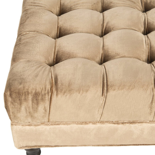 Safavieh Clark Tufted Cocktail Ottoman - Elegant Button-Tufted Design With Espresso Legs For Versatile Use Golden Bronze MCR4654B