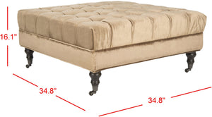 Safavieh Clark Tufted Cocktail Ottoman - Elegant Button-Tufted Design With Espresso Legs For Versatile Use Golden Bronze MCR4654B