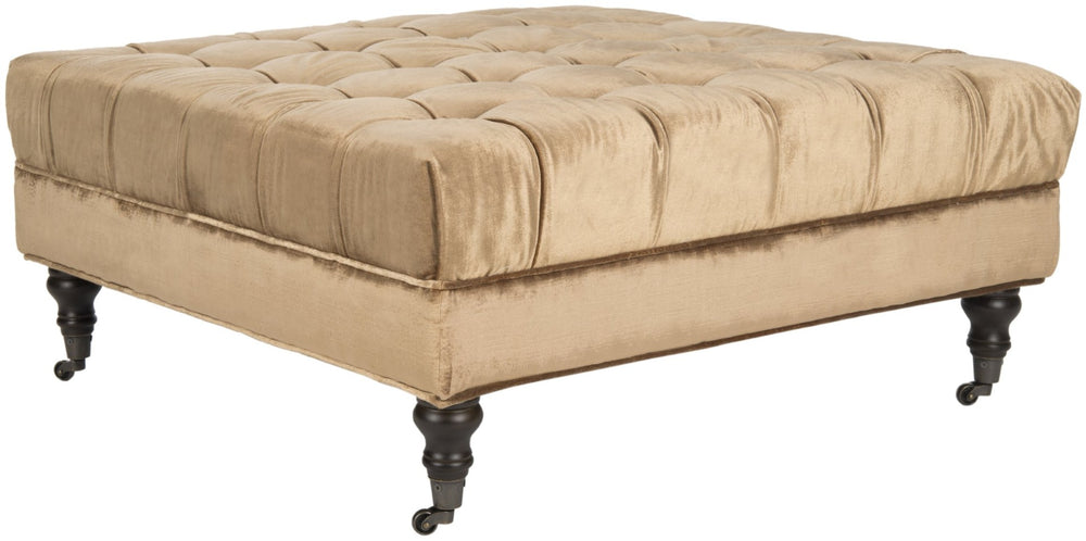 Safavieh Clark Tufted Cocktail Ottoman - Elegant Button-Tufted Design With Espresso Legs For Versatile Use Golden Bronze MCR4654B