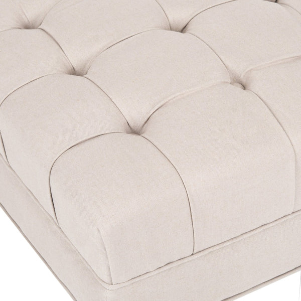 Safavieh Clark Tufted Cocktail Ottoman - Elegant Button-Tufted Design With Espresso Legs For Versatile Use Taupe MCR4654C