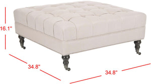 Safavieh Clark Tufted Cocktail Ottoman - Elegant Button-Tufted Design With Espresso Legs For Versatile Use Taupe MCR4654C