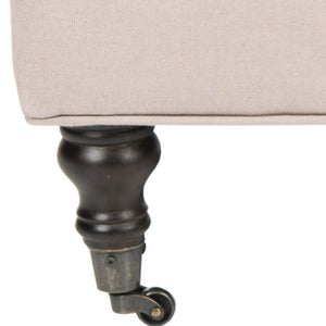 Safavieh Clark Tufted Cocktail Ottoman - Elegant Button-Tufted Design With Espresso Legs For Versatile Use Taupe MCR4654C